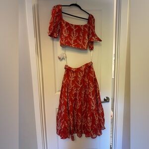 Agua Bendita NWT two piece linen skirt set